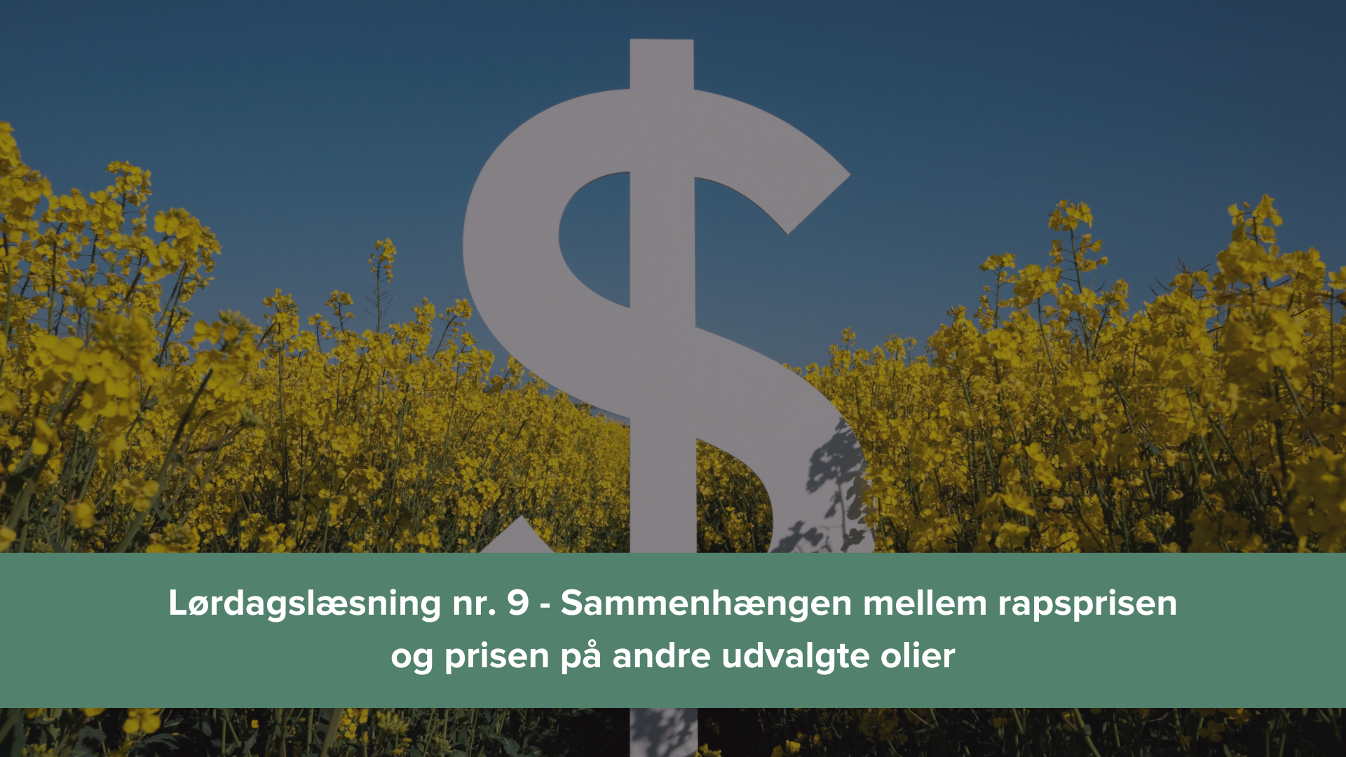 Agrocura Lørdagslæsning 1 - sammenhængen mellem rapspriserne og prisen på andre udvalgte olier